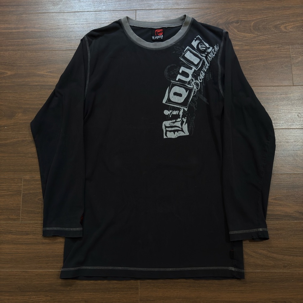 Y2K Liquid Black Long Sleeve Shirt